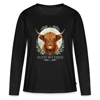 Flauschige, aber furchtlose Highlander-Sammlung - Frauen Premium Bio Langarmshirt - Schwarz - Vorne - Julia (174cm)