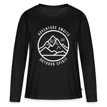 L’aventure attend White Outdoor - T-shirt manches longues Premium bio Femme - noir - Devant - Julia (174cm)