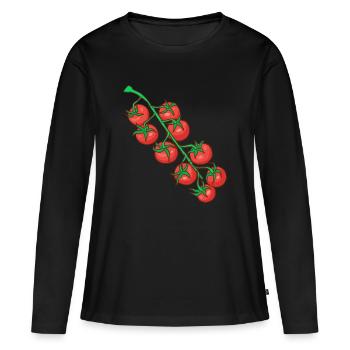 Tomates cocktail Tomates en fête Tomates Paradeiser - T-shirt manches longues Premium bio Femme - noir - Devant - Julia (174cm)
