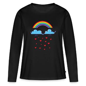 Etre amoureux - homosexualité - paix - T-shirt manches longues Premium bio Femme - noir - Devant - Julia (174cm)