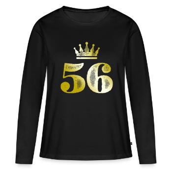 56 Chiffre Couronne Or - T-shirt manches longues Premium bio Femme - noir - Devant - Julia (174cm)