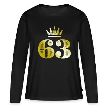 63 Numéro Couronne Or - T-shirt manches longues Premium bio Femme - noir - Devant - Julia (174cm)