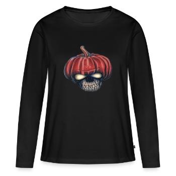 Scary Pumpkin Skull Face - Halloween Edition - Women's Premium Organic Long Sleeve Shirt - black - Front - Julia (174cm)