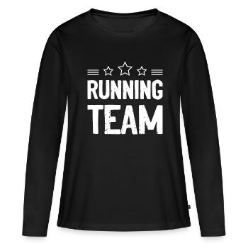 Équipe de course à pied - T-shirt manches longues Premium bio Femme - noir - Devant - Julia (174cm)