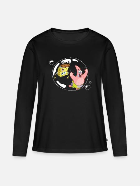 Spongebob Schwammkopf Mit Patrick In Einer Blase - Frauen Premium Bio Langarmshirt - Schwarz