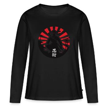 Ninjutsu - Silhouette Ninja - Guerrier de l’ombre - T-shirt manches longues Premium bio Femme - noir - Devant - Julia (174cm)