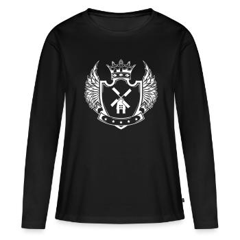 Armoiries du moulin à vent - T-shirt manches longues Premium bio Femme - noir - Devant - Julia (174cm)