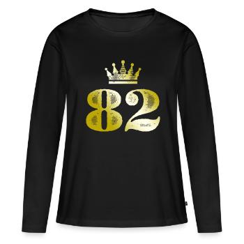82 Chiffre Couronne Or - T-shirt manches longues Premium bio Femme - noir - Devant - Julia (174cm)