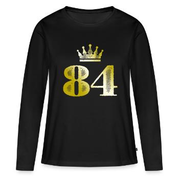 84 Chiffre Couronne Or - T-shirt manches longues Premium bio Femme - noir - Devant - Julia (174cm)