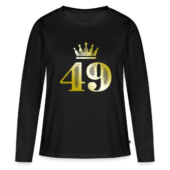 49 Chiffre Couronne Or - T-shirt manches longues Premium bio Femme - noir - Devant - Julia (174cm)