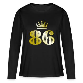 86 Numéro Couronne Or - T-shirt manches longues Premium bio Femme - noir - Devant - Julia (174cm)