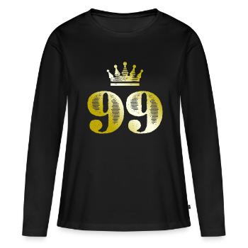 99 Numéro Couronne Or - T-shirt manches longues Premium bio Femme - noir - Devant - Julia (174cm)