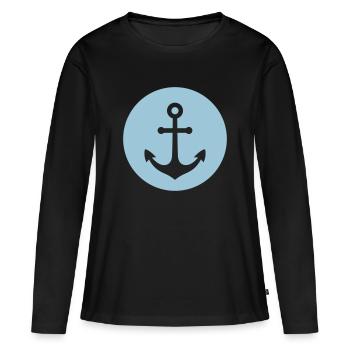 Anker - Frauen Premium Bio Langarmshirt - Schwarz - Vorne - Julia (174cm)