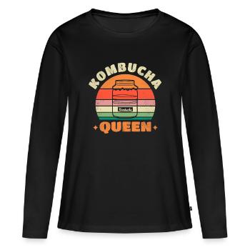 Kombucha Queen - Women's Premium Organic Long Sleeve Shirt - black - Front - Julia (174cm)