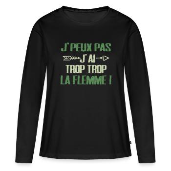 Faulheit Design Entspannter Humor & vermeintliche Faulheit - Frauen Premium Bio Langarmshirt - Schwarz - Vorne - Julia (174cm)