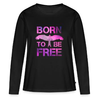 Né pour être libre - T-shirt manches longues Premium bio Femme - noir - Devant - Julia (174cm)