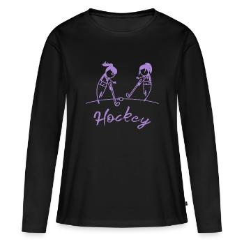 field hockey girl hockey player hockey game - Women's Premium Organic Long Sleeve Shirt - black - Front - Julia (174cm)