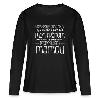 Humour Mamou - T-shirt manches longues Premium bio Femme - noir - Devant - Julia (174cm)