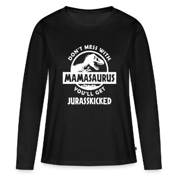 Mamasaurus - Frauen Premium Bio Langarmshirt - Schwarz - Vorne - Julia (174cm)
