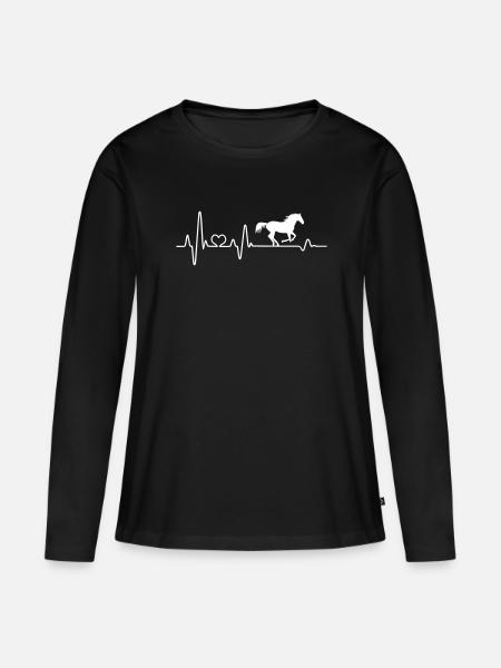 Pferd Herzschlag Reiter Reiterin Reitsport reiten - Frauen Premium Bio Langarmshirt - Schwarz