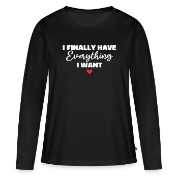J’ai enfin tout ce que je veux - T-shirt manches longues Premium bio Femme - noir - Devant - Julia (174cm)