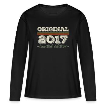 Légende depuis 2017 Né en 2017 Anniversaire 2017 - T-shirt manches longues Premium bio Femme - noir - Devant - Julia (174cm)