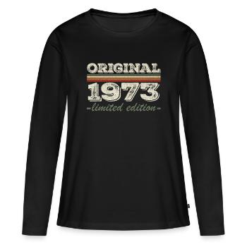 Légende depuis 1973 Né en 1973 Anniversaire 1973 - T-shirt manches longues Premium bio Femme - noir - Devant - Julia (174cm)