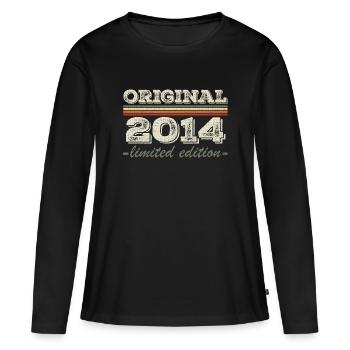 Légende depuis 2014 Né en 2014 Anniversaire 2014 - T-shirt manches longues Premium bio Femme - noir - Devant - Julia (174cm)