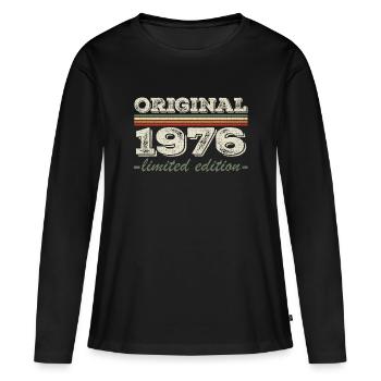 Légende depuis 1976 Né en 1976 Anniversaire 1976 - T-shirt manches longues Premium bio Femme - noir - Devant - Julia (174cm)