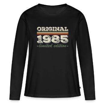 Légende depuis 1985 Né en 1985 Anniversaire 1985 - T-shirt manches longues Premium bio Femme - noir - Devant - Julia (174cm)