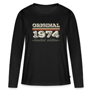 Légende depuis 1974 Né en 1974 Anniversaire 1974 - T-shirt manches longues Premium bio Femme - noir - Devant - Julia (174cm)