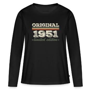 Légende depuis 1951 Né en 1951 Anniversaire 1951 - T-shirt manches longues Premium bio Femme - noir - Devant - Julia (174cm)