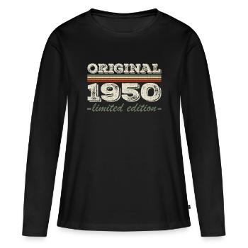 Légende depuis 1950 Né en 1950 Anniversaire 1950 - T-shirt manches longues Premium bio Femme - noir - Devant - Julia (174cm)