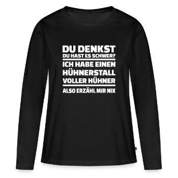 Poulet Coq Poulet Poulet Poulet Poulet Poulet - T-shirt manches longues Premium bio Femme - noir - Devant - Julia (174cm)