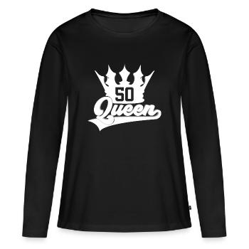 QUEEN 50TH BIRTHDAY 1971 WOMAN - Women's Premium Organic Long Sleeve Shirt - black - Front - Julia (174cm)