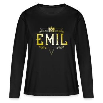 Emil - T-shirt manches longues Premium bio Femme - noir - Devant - Julia (174cm)