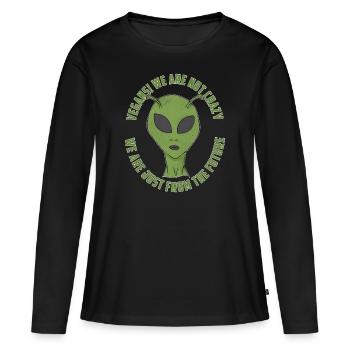 Les végétaliens nous ne sommes pas fous du cadeau futur - T-shirt manches longues Premium bio Femme - noir - Devant - Julia (174cm)