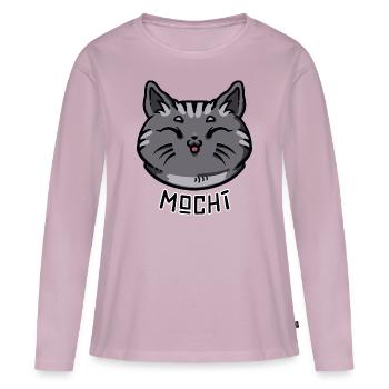 Mochi Blep - T-shirt manches longues Premium bio Femme - rose poudré - Devant - Julia (174cm)
