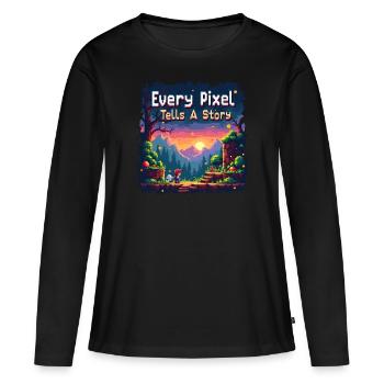 Chaque pixel raconte une histoire - Retro Gaming - T-shirt manches longues Premium bio Femme - noir - Devant - Julia (174cm)