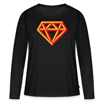 Diamond (Gemstone Brilliant Symbol / Outl. Red 2C) - Women's Premium Organic Long Sleeve Shirt - black - Front - Julia (174cm)