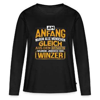 WINZER - Der Beste - Frauen Premium Bio Langarmshirt - Schwarz - Vorne - Julia (174cm)