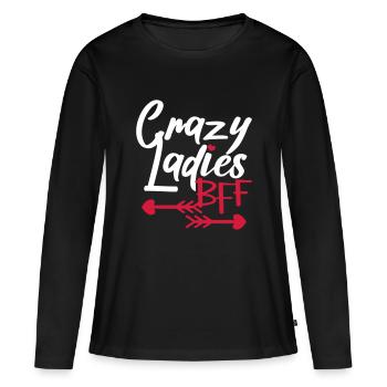 Crazy Friends Crazy Ladies BFF - T-shirt manches longues Premium bio Femme - noir - Devant - Julia (174cm)