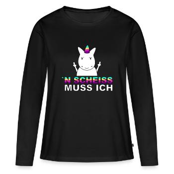 Einhorn N Scheiss muss ich. - Frauen Premium Bio Langarmshirt - Schwarz - Vorne - Julia (174cm)