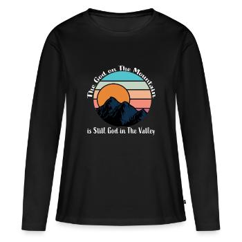 Le Dieu La Montagne Dans Dieu Toujours Dans La Vallée - T-shirt manches longues Premium bio Femme - noir - Devant - Julia (174cm)