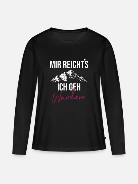 Mir reichts Ich Geh Wandern Spruch - Frauen Premium Bio Langarmshirt - Schwarz