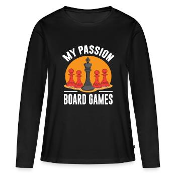 Jeux de société - T-shirt manches longues Premium bio Femme - noir - Devant - Julia (174cm)