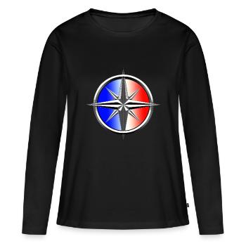 rose des vents bleu blanc rouge - T-shirt manches longues Premium bio Femme - noir - Devant - Julia (174cm)