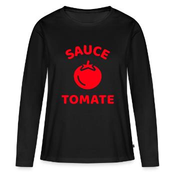 Sauce Tomate - T-shirt manches longues Premium bio Femme - noir - Devant - Julia (174cm)