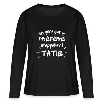 les gens que je préfère m'appellent tatie - T-shirt manches longues Premium bio Femme - noir - Devant - Julia (174cm)