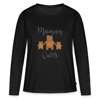 Maman ours - T-shirt manches longues Premium bio Femme - noir - Devant - Julia (174cm)